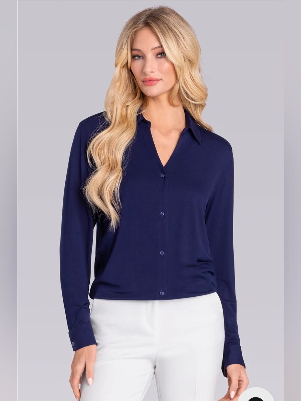Buttercloth Prestige Size M Womens Icy Cotton Pretucked Fit Long Sleeve Top